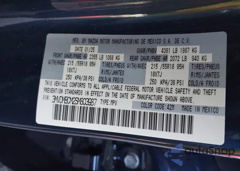 2025 Mazda Cx-30 2.5 S Preferred Package из США, поврежденный, VIN 3MVDMBCM2SM803987